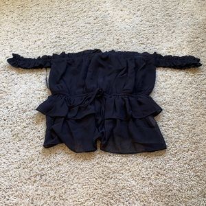 Black off the shoulder crop top